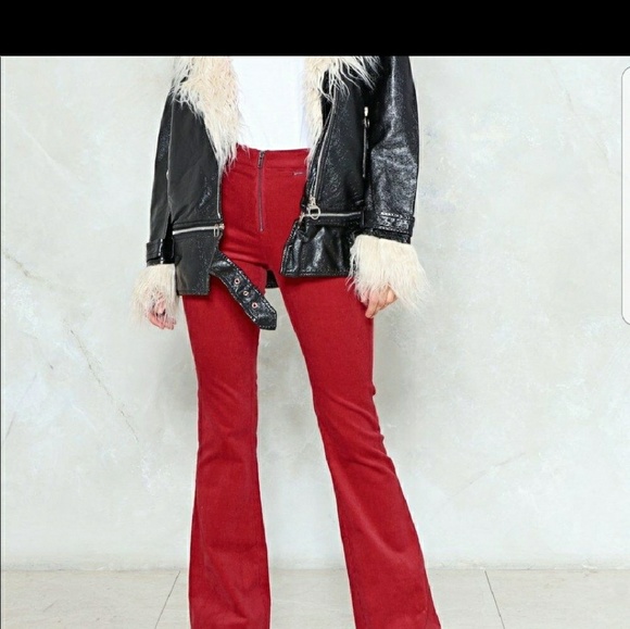 red corduroy flares